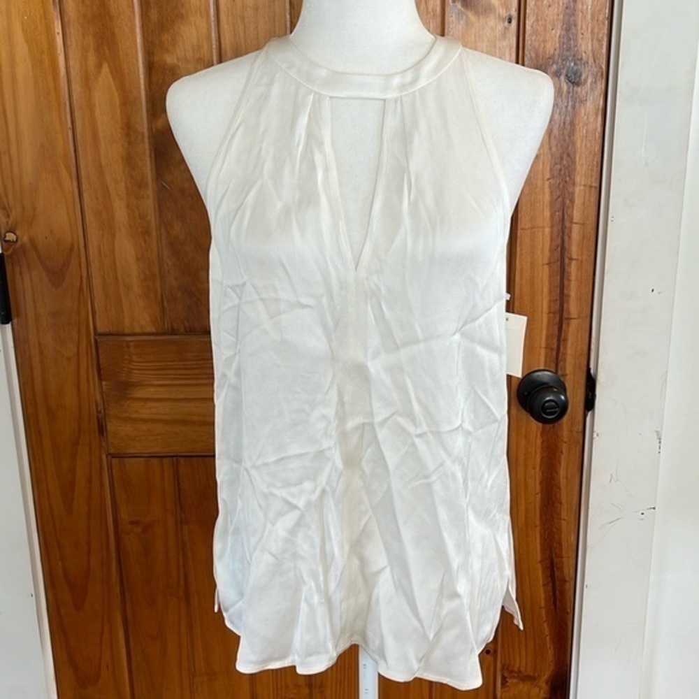 A.L.C. White Racerback Tank Blouse NWT Size 6 Cutout V neck